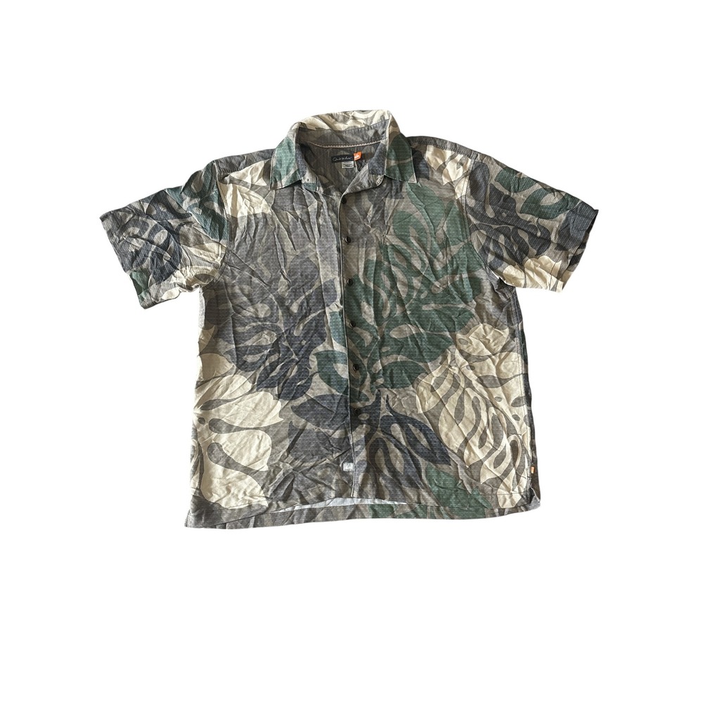 Quiksilver Vintage Tropical Monstera Print Button Up‎ XXL